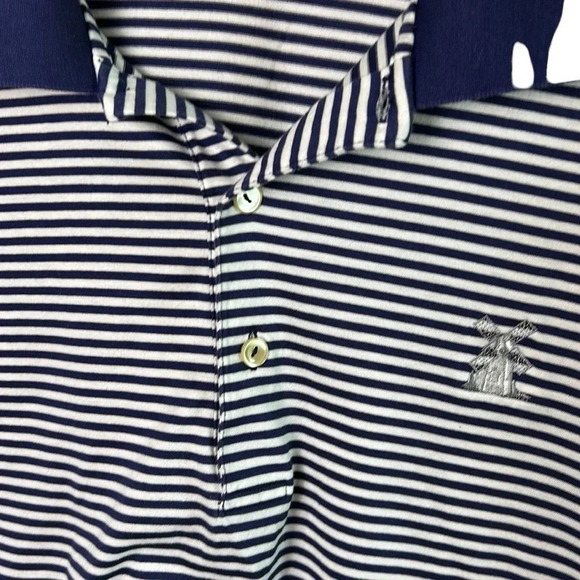 Peter Millar golf shirt,men XL.Blue,striped,Windmill Lakes  polo shirt EC - Picture 5 of 11